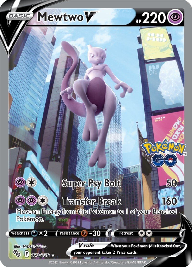 Mewtwo V (072/078) [Pokémon GO] | The Time Vault CA