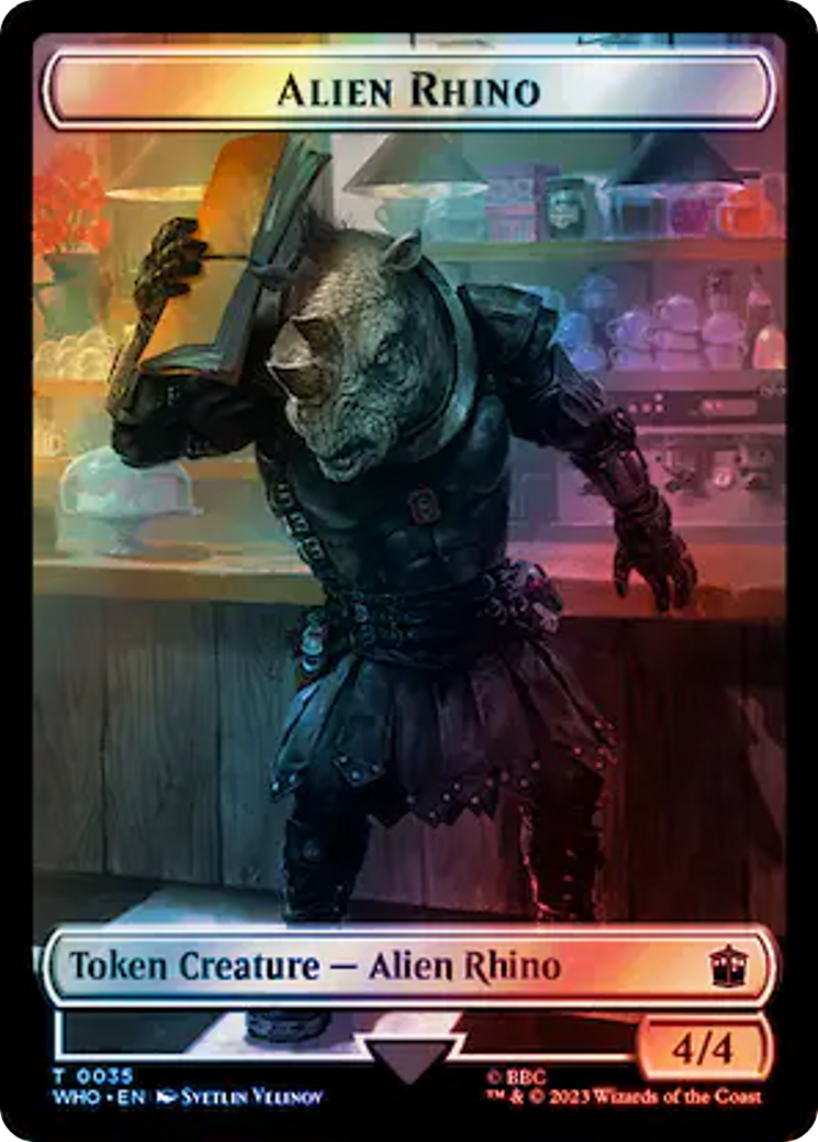Alien Rhino // Mutant Double-Sided Token (Surge Foil) [Doctor Who Tokens] | The Time Vault CA