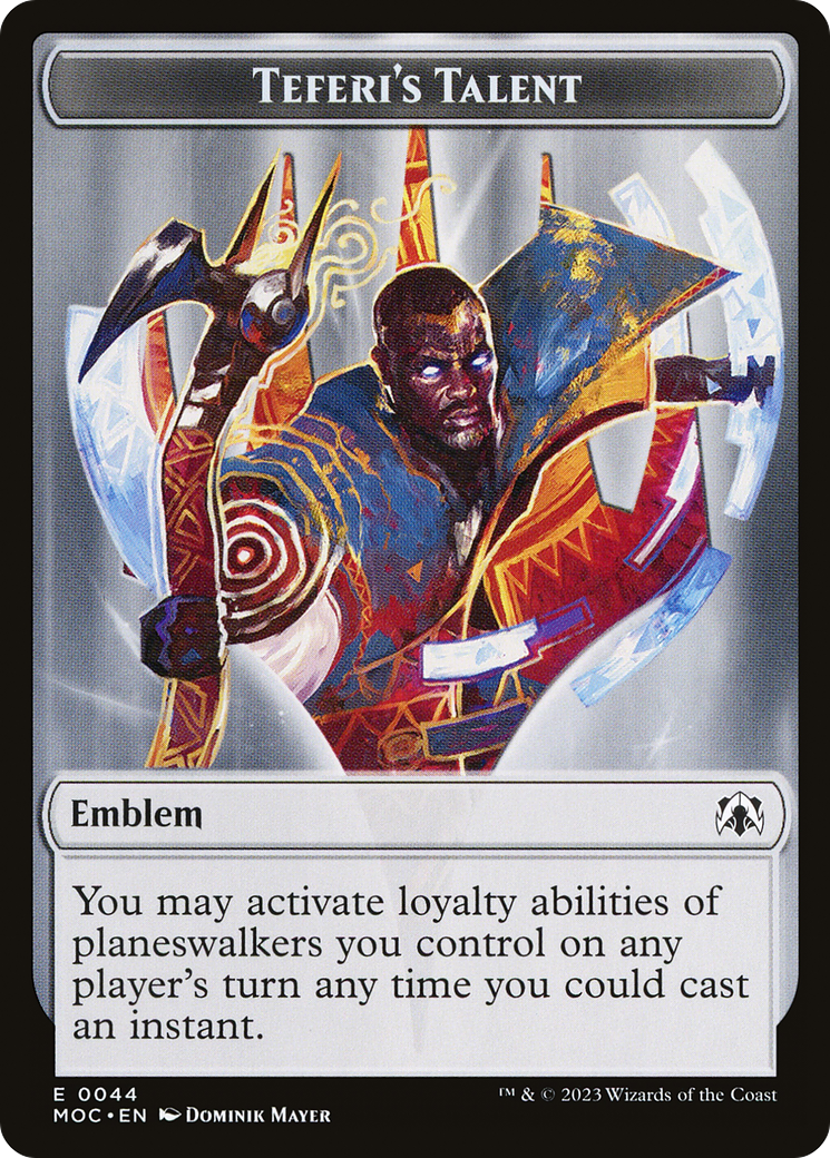 First Mate Ragavan // Teferi's Talent Emblem Double-Sided Token [March of the Machine Commander Tokens] | The Time Vault CA