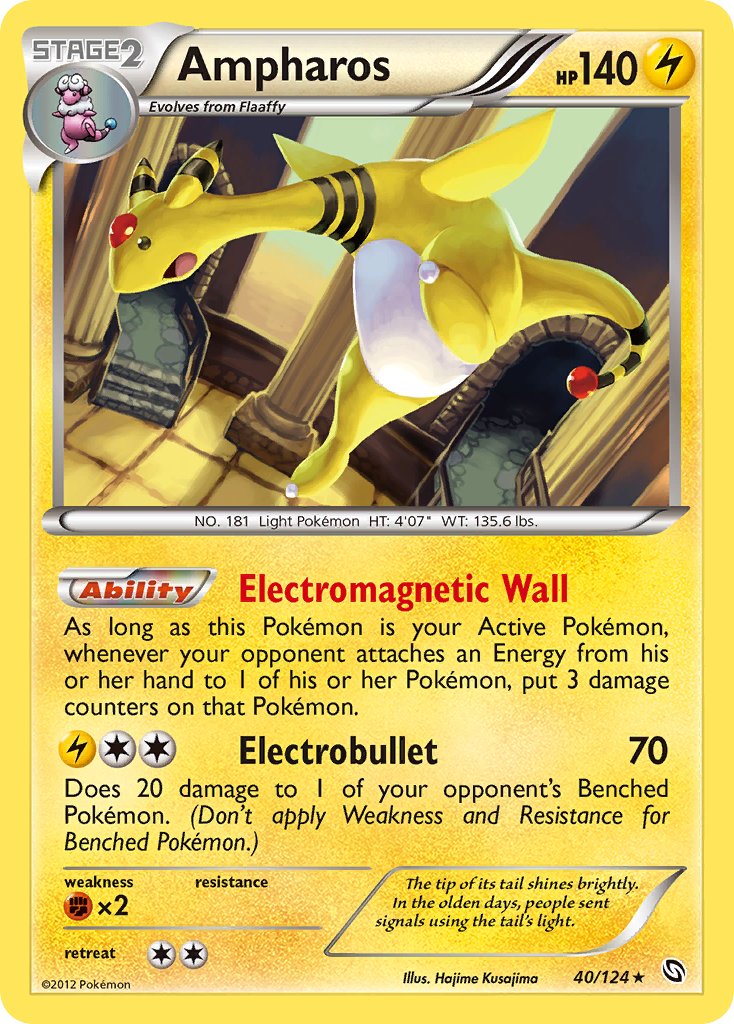 Ampharos (40/124) (Cosmos Holo) (Blister Exclusive) [Black & White: Dragons Exalted] | The Time Vault CA