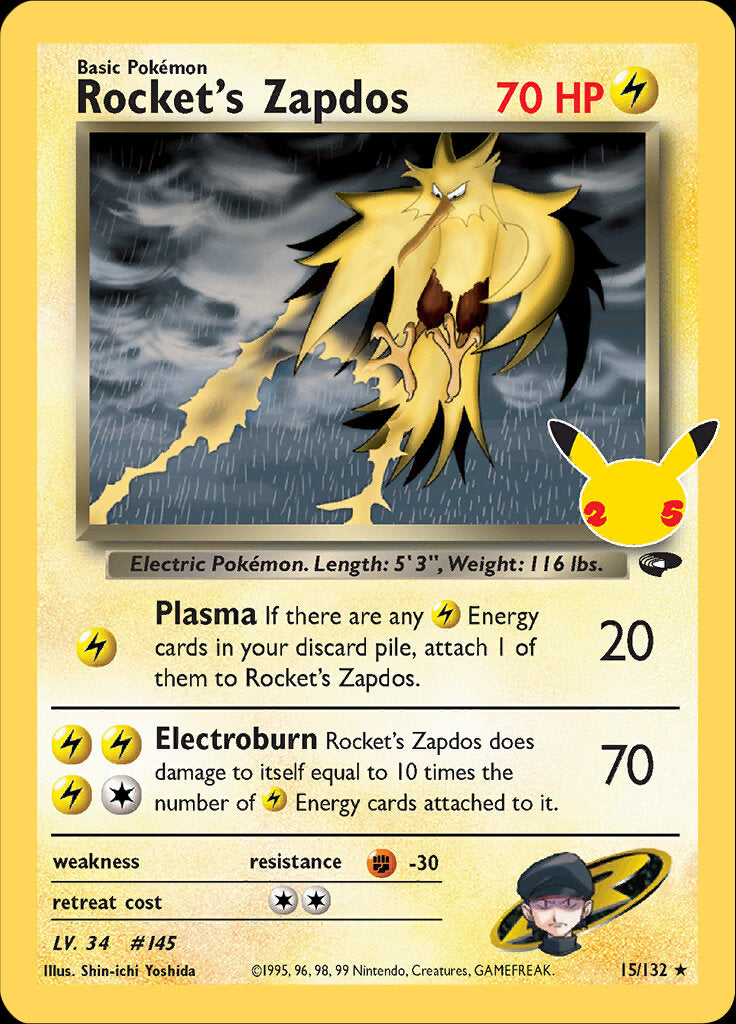 Rocket's Zapdos (15/132) [Celebrations: 25th Anniversary - Classic Collection] | The Time Vault CA