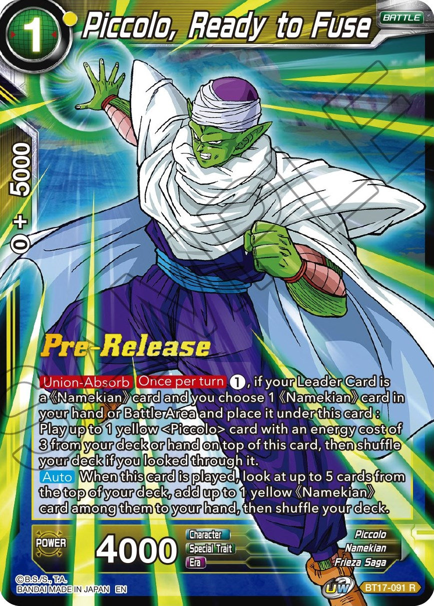 Piccolo, Ready to Fuse (BT17-091) [Ultimate Squad Prerelease Promos] | The Time Vault CA