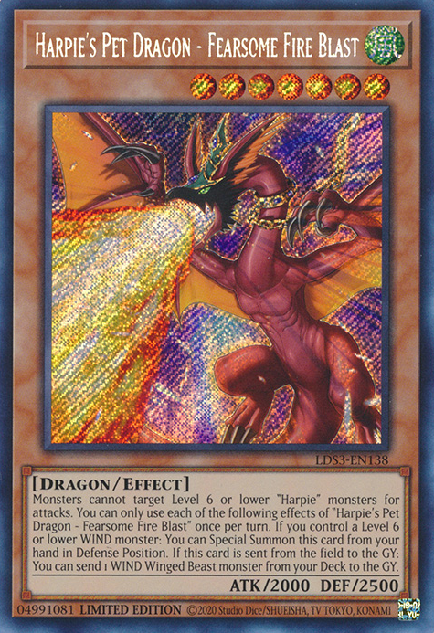 Harpie's Pet Dragon - Fearsome Fire Blast [LDS3-EN138] Secret Rare | The Time Vault CA