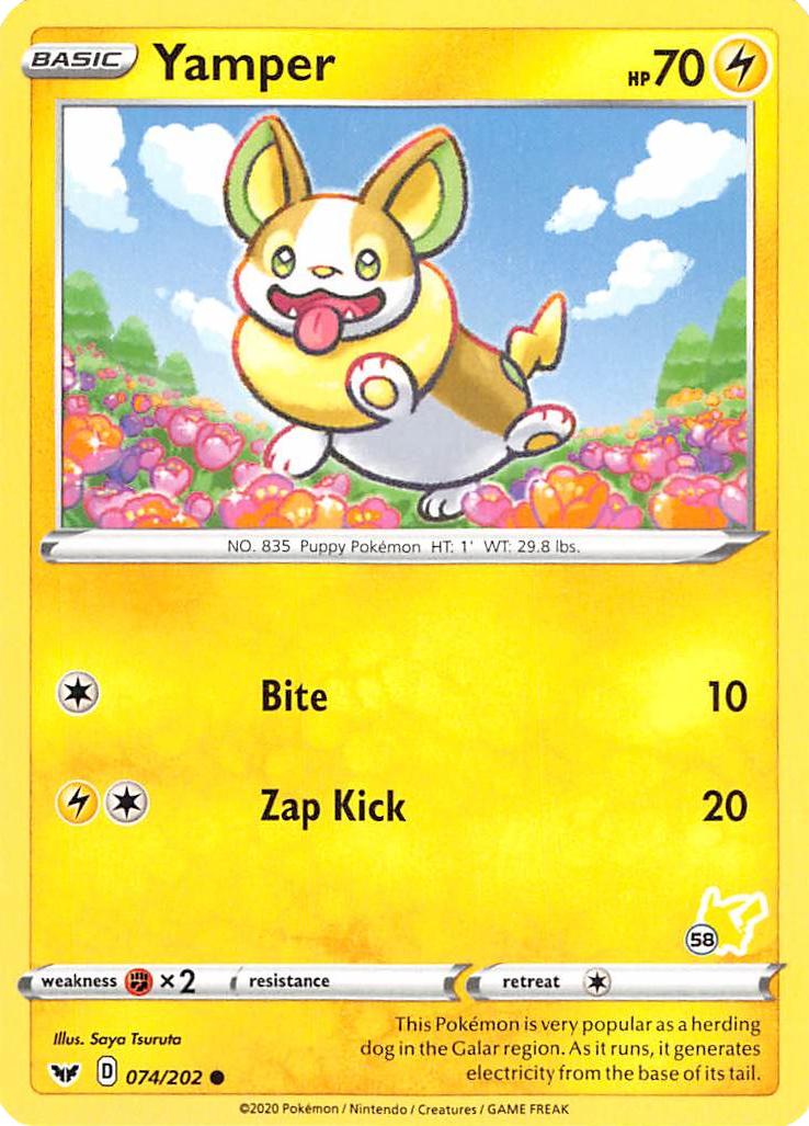 Yamper (074/202) (Pikachu Stamp #58) [Battle Academy 2022] | The Time Vault CA