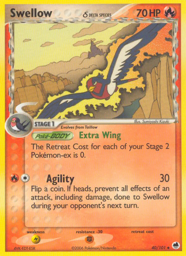 Swellow (40/101) (Delta Species) [EX: Dragon Frontiers] | The Time Vault CA