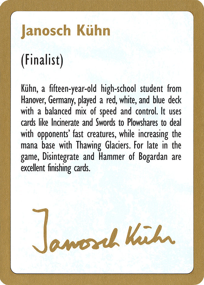 Janosch Kühn Bio [World Championship Decks 1997] | The Time Vault CA