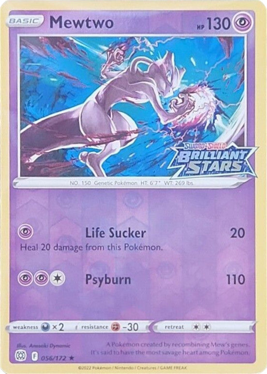 Mewtwo (056/172) (Brilliant Stars Stamped) [Sword & Shield: Brilliant Stars] | The Time Vault CA