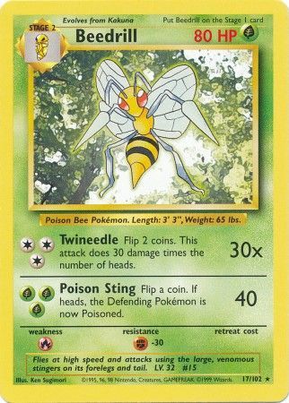 Beedrill (17/102) [Base Set Unlimited] | The Time Vault CA