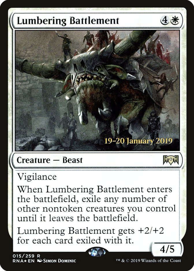 Lumbering Battlement [Ravnica Allegiance Prerelease Promos] | The Time Vault CA