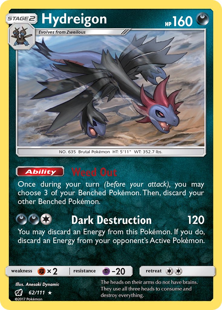 Hydreigon (62/111) (Cracked Ice Holo) (Theme Deck Exclusive) [Sun & Moon: Crimson Invasion] | The Time Vault CA