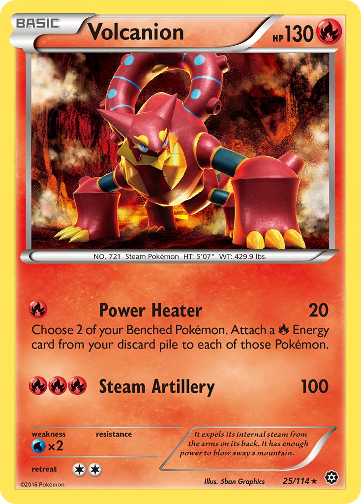 Volcanion (25/114) (Cracked Ice Holo) (Theme Deck Exclusive) [XY: Steam Siege] | The Time Vault CA