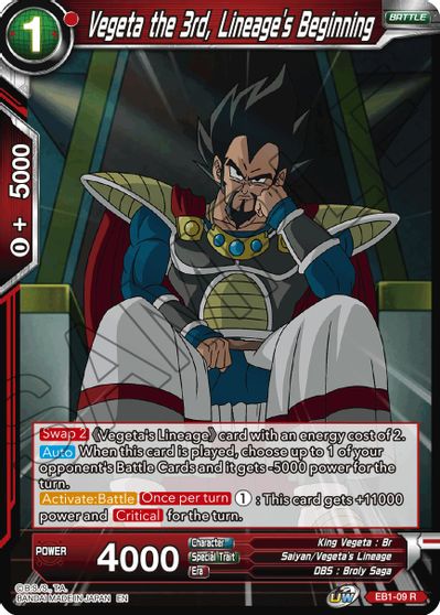 Vegeta the 3rd, Lineage's Beginning (EB1-009) [Battle Evolution Booster] | The Time Vault CA