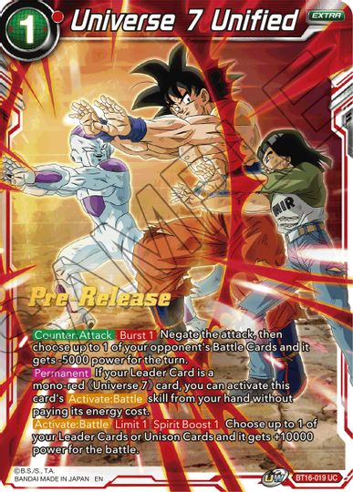 Universe 7 Unified (BT16-019) [Realm of the Gods Prerelease Promos] | The Time Vault CA