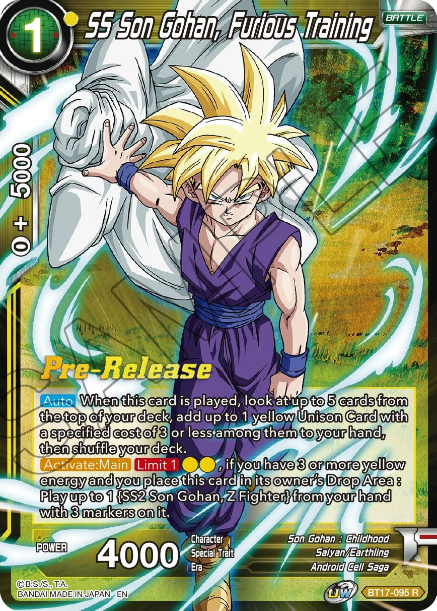 SS Son Gohan, Furious Training (BT17-095) [Ultimate Squad Prerelease Promos] | The Time Vault CA