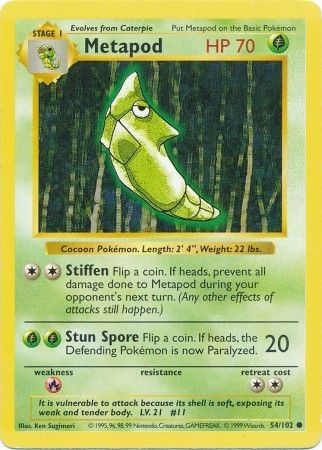 Metapod (54/102) [Base Set Shadowless Unlimited] | The Time Vault CA