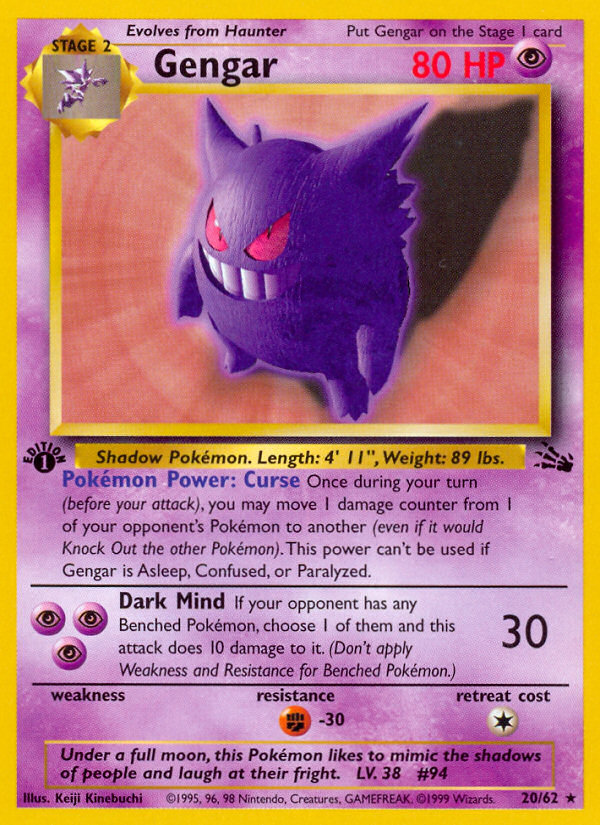 Gengar (20/62) [Fossil 1st Edition] | The Time Vault CA