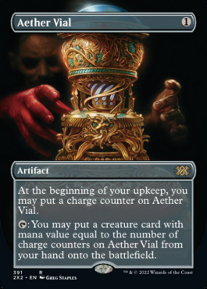 Aether Vial (Borderless Alternate Art) [Double Masters 2022] | The Time Vault CA