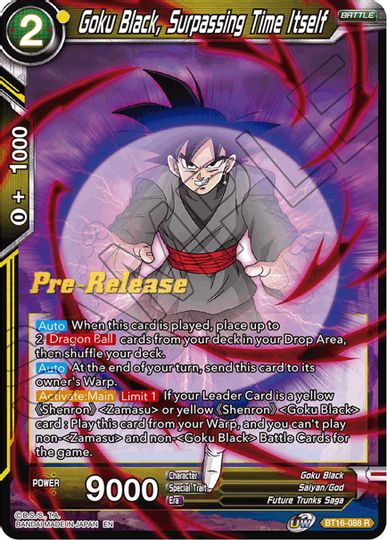 Goku Black, Surpassing Time itself (BT16-088) [Realm of the Gods Prerelease Promos] | The Time Vault CA