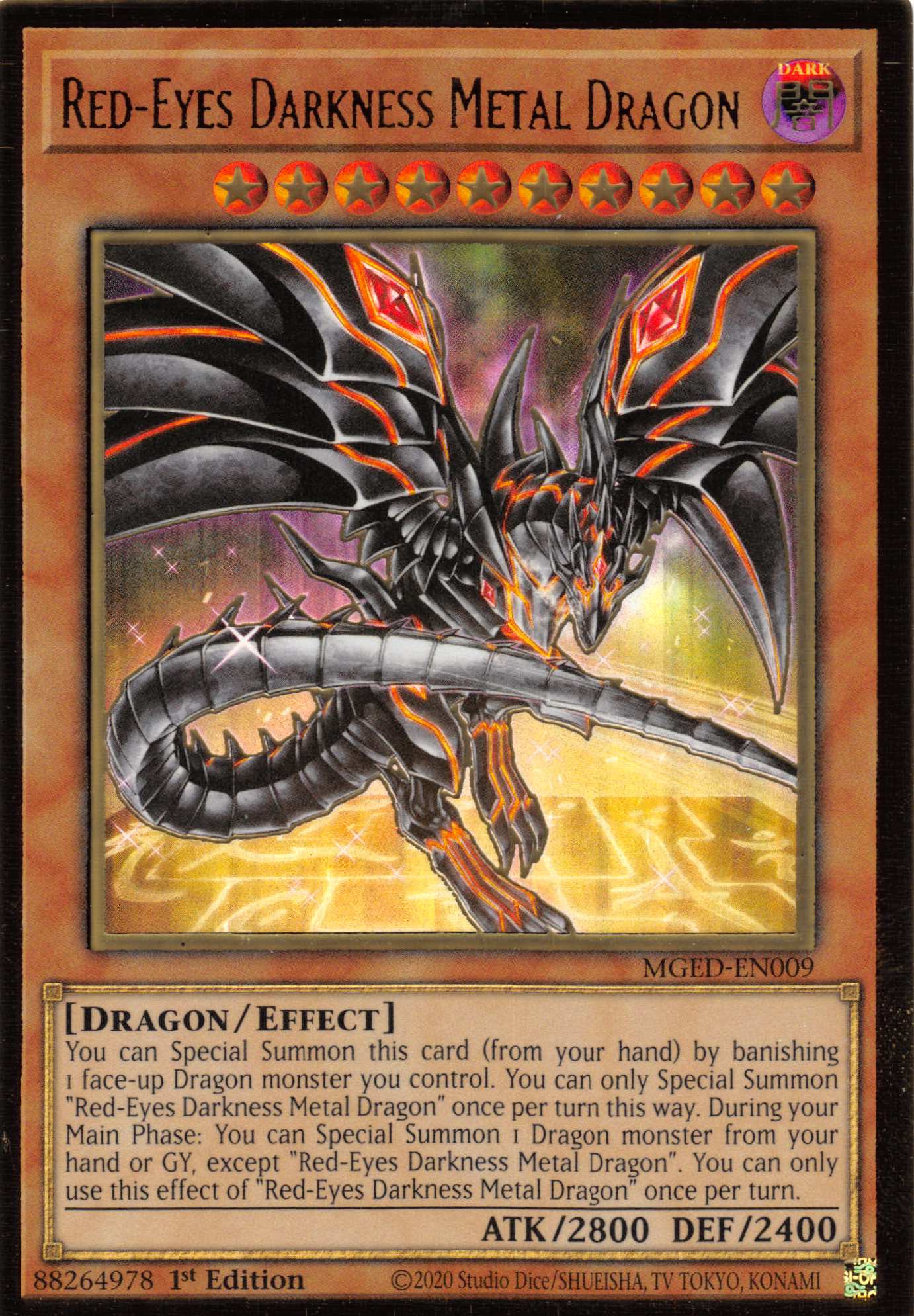 Red-Eyes Darkness Metal Dragon (Alternate Art) [MGED-EN009] Gold Rare | The Time Vault CA