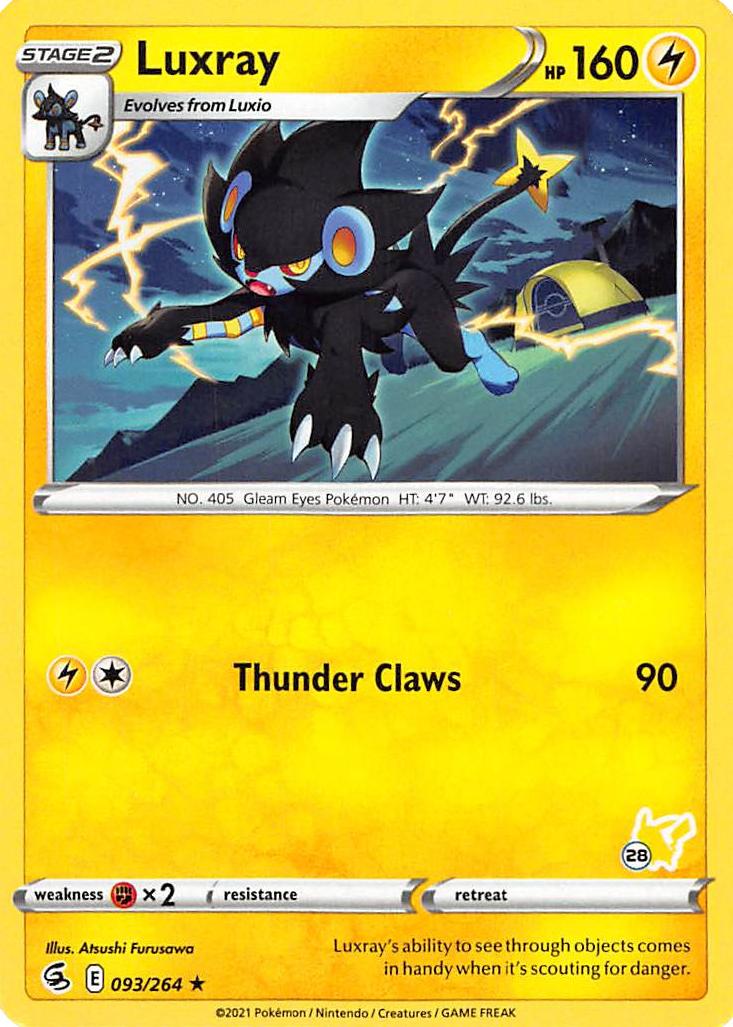 Luxray (093/264) (Pikachu Stamp #28) [Battle Academy 2022] | The Time Vault CA