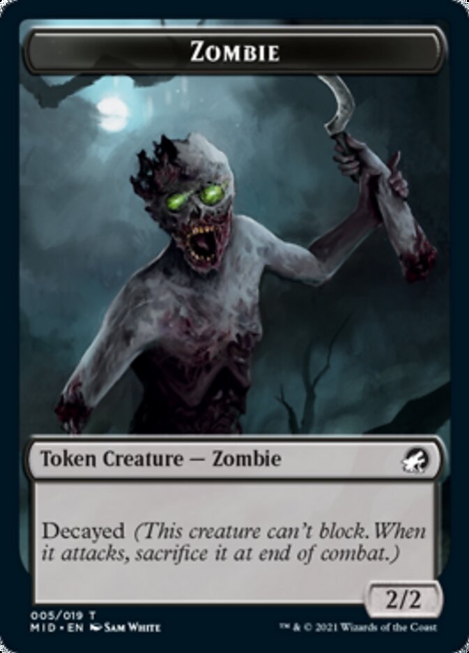 Zombie (005) // Wrenn and Seven Emblem Double-sided Token [Innistrad: Midnight Hunt Tokens] | The Time Vault CA