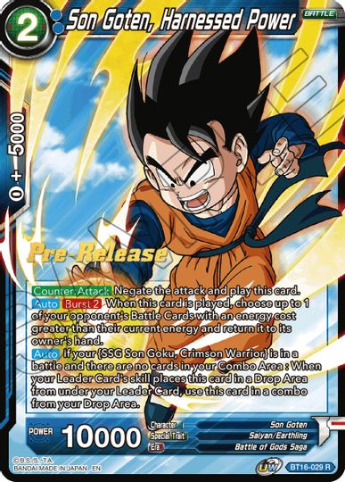 Son Goten, Harnessed Power (BT16-029) [Realm of the Gods Prerelease Promos] | The Time Vault CA