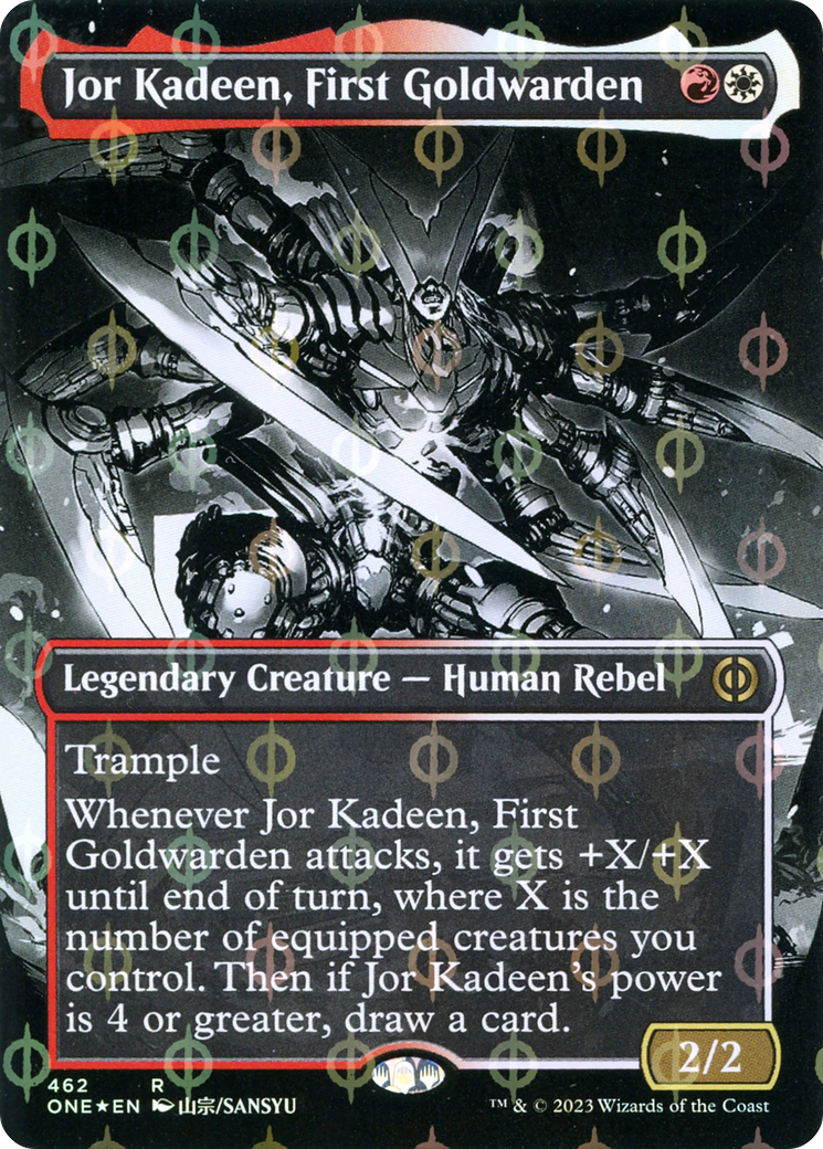 Jor Kadeen, First Goldwarden (Borderless Manga Step-and-Compleat Foil) [Phyrexia: All Will Be One] | The Time Vault CA