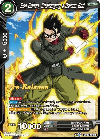 Son Gohan, Challenging a Demon God (BT16-103) [Realm of the Gods Prerelease Promos] | The Time Vault CA