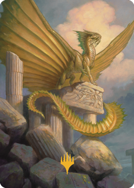 Ancient Gold Dragon Art Card (05) (Gold-Stamped Signature) [Commander Legends: Battle for Baldur's Gate Art Series] | The Time Vault CA