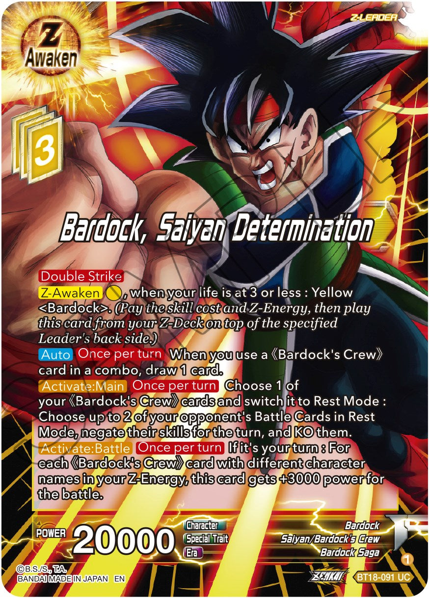 Bardock, Saiyan Determination (BT18-091) [Dawn of the Z-Legends] | The Time Vault CA