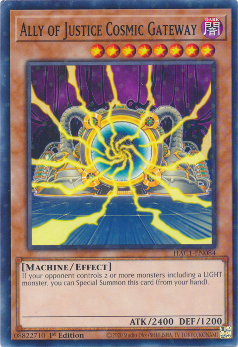 Ally of Justice Cosmic Gateway (Duel Terminal) [HAC1-EN084] Parallel Rare | The Time Vault CA