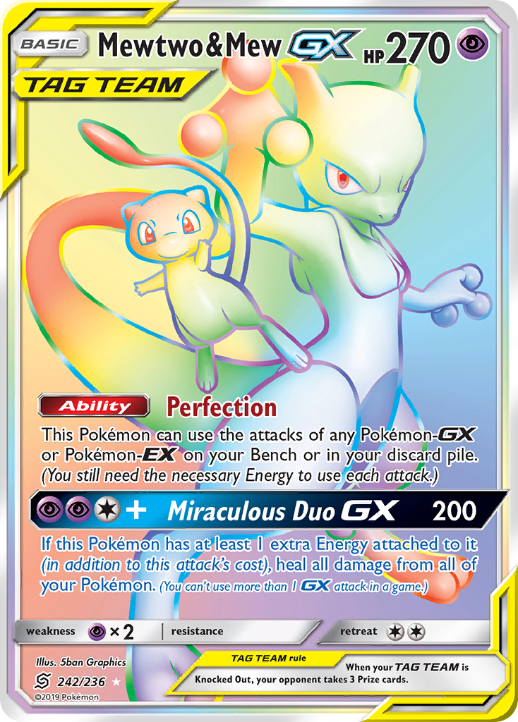 Mewtwo & Mew GX (242/236) [Sun & Moon: Unified Minds] | The Time Vault CA