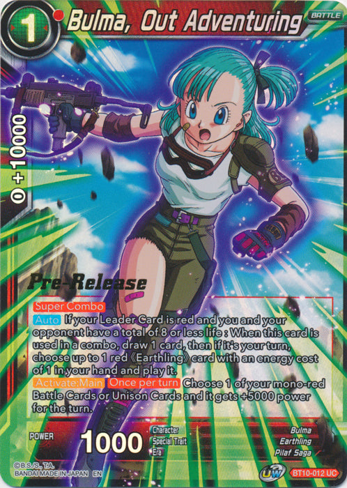 Bulma, Out Adventuring (BT10-012) [Rise of the Unison Warrior Prerelease Promos] | The Time Vault CA