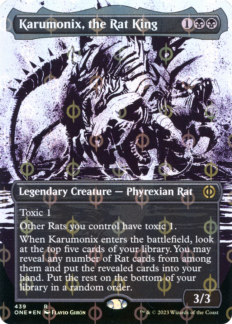 Karumonix, the Rat King (Borderless Ichor Step-and-Compleat Foil) [Phyrexia: All Will Be One] | The Time Vault CA