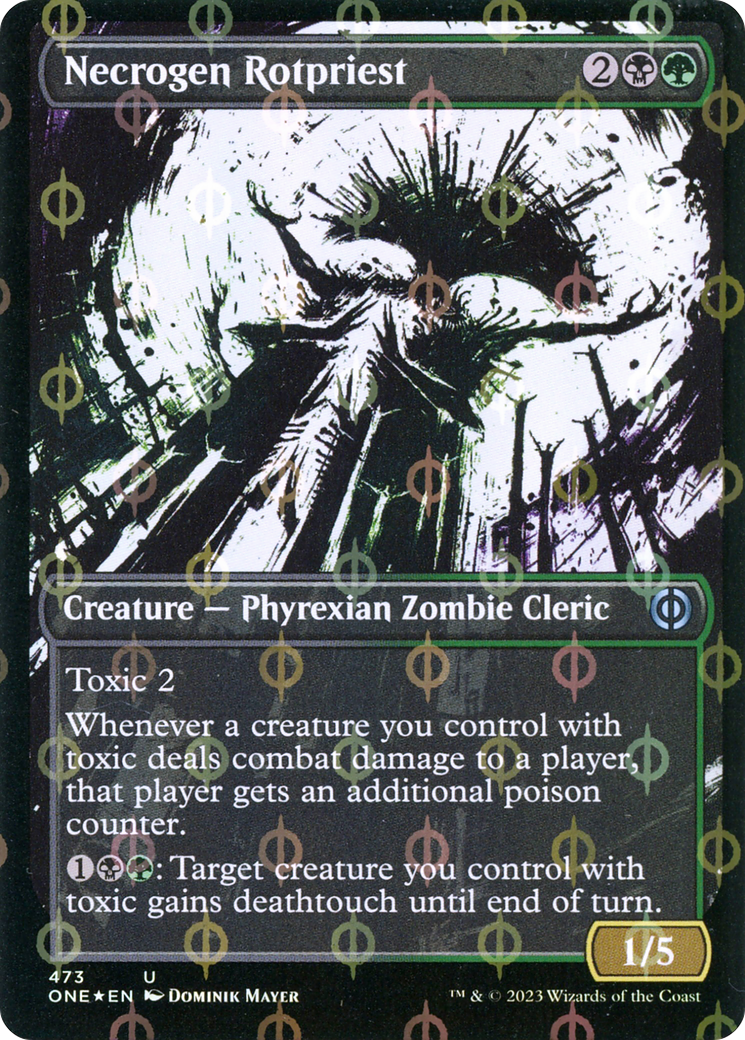 Necrogen Rotpriest (Borderless Ichor Step-and-Compleat Foil) [Phyrexia: All Will Be One] | The Time Vault CA