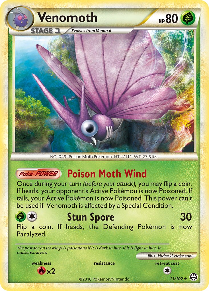 Venomoth (11/102) (Theme Deck Exclusive) [HeartGold & SoulSilver: Triumphant] | The Time Vault CA