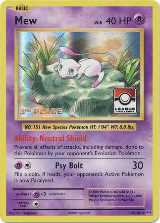 Mew (53/108) (League Promo 3rd Place) [XY: Evolutions] | The Time Vault CA