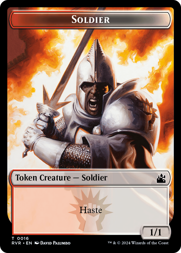 Elf Knight // Soldier Double-Sided Token [Ravnica Remastered Tokens] | The Time Vault CA