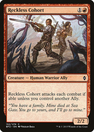 Reckless Cohort [Battle for Zendikar] | The Time Vault CA