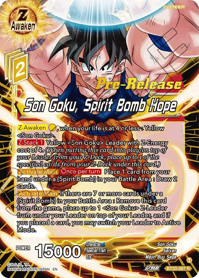 Son Goku, Spirit Bomb Hope (BT20-087) [Power Absorbed Prerelease Promos] | The Time Vault CA
