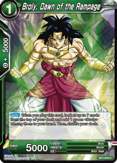 Broly, Dawn of the Rampage (Reprint) (BT1-076) [Battle Evolution Booster] | The Time Vault CA