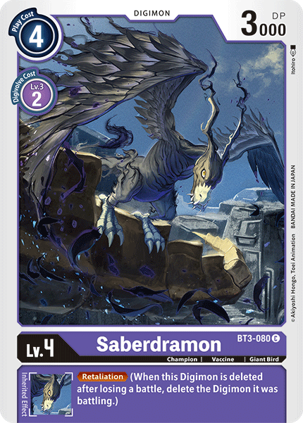 Saberdramon [BT3-080] [Release Special Booster Ver.1.5] | The Time Vault CA