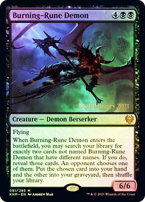 Burning-Rune Demon  [Kaldheim Prerelease Promos] | The Time Vault CA