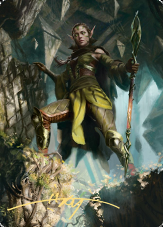 Nissa of Shadowed Boughs 1 Art Card (Gold-Stamped Signature) [Zendikar Rising Art Series] | The Time Vault CA