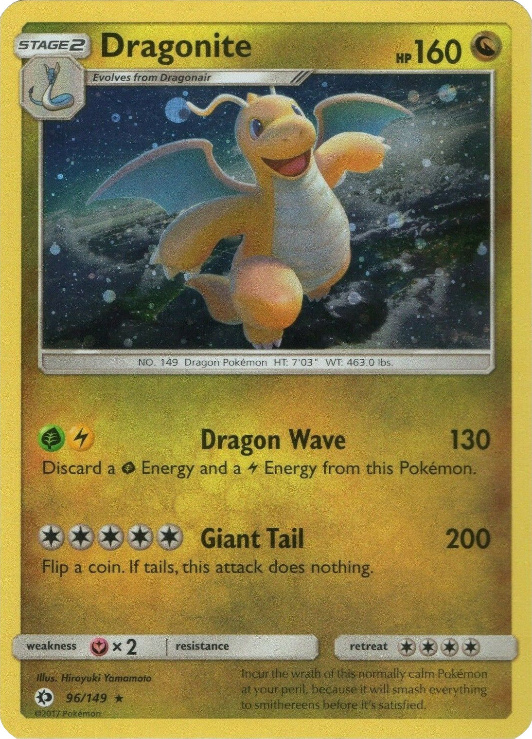 Dragonite (96/149) (Cosmos Holo) [Sun & Moon: Base Set] | The Time Vault CA