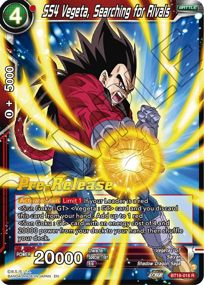 SS4 Vegeta, Searching for Rivals (BT18-016) [Dawn of the Z-Legends Prerelease Promos] | The Time Vault CA