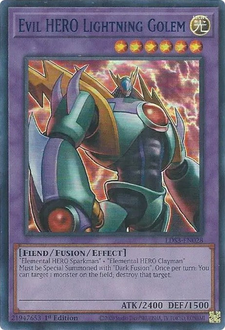 Evil HERO Lightning Golem (Blue) [LDS3-EN028] Ultra Rare | The Time Vault CA