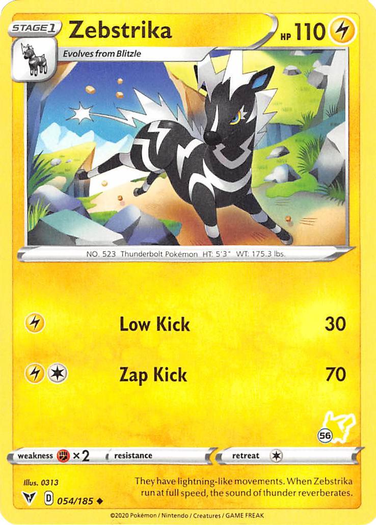 Zebstrika (054/185) (Pikachu Stamp #56) [Battle Academy 2022] | The Time Vault CA