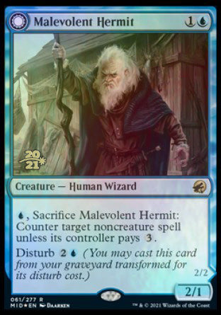 Malevolent Hermit // Benevolent Geist [Innistrad: Midnight Hunt Prerelease Promos] | The Time Vault CA