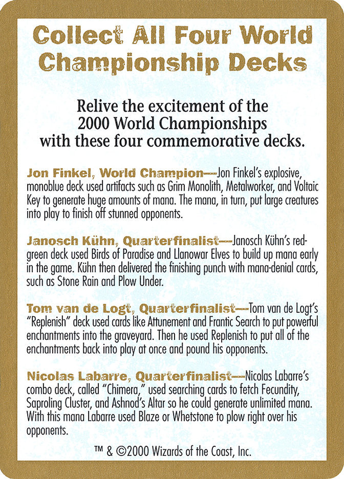 2000 World Championships Ad [World Championship Decks 2000] | The Time Vault CA